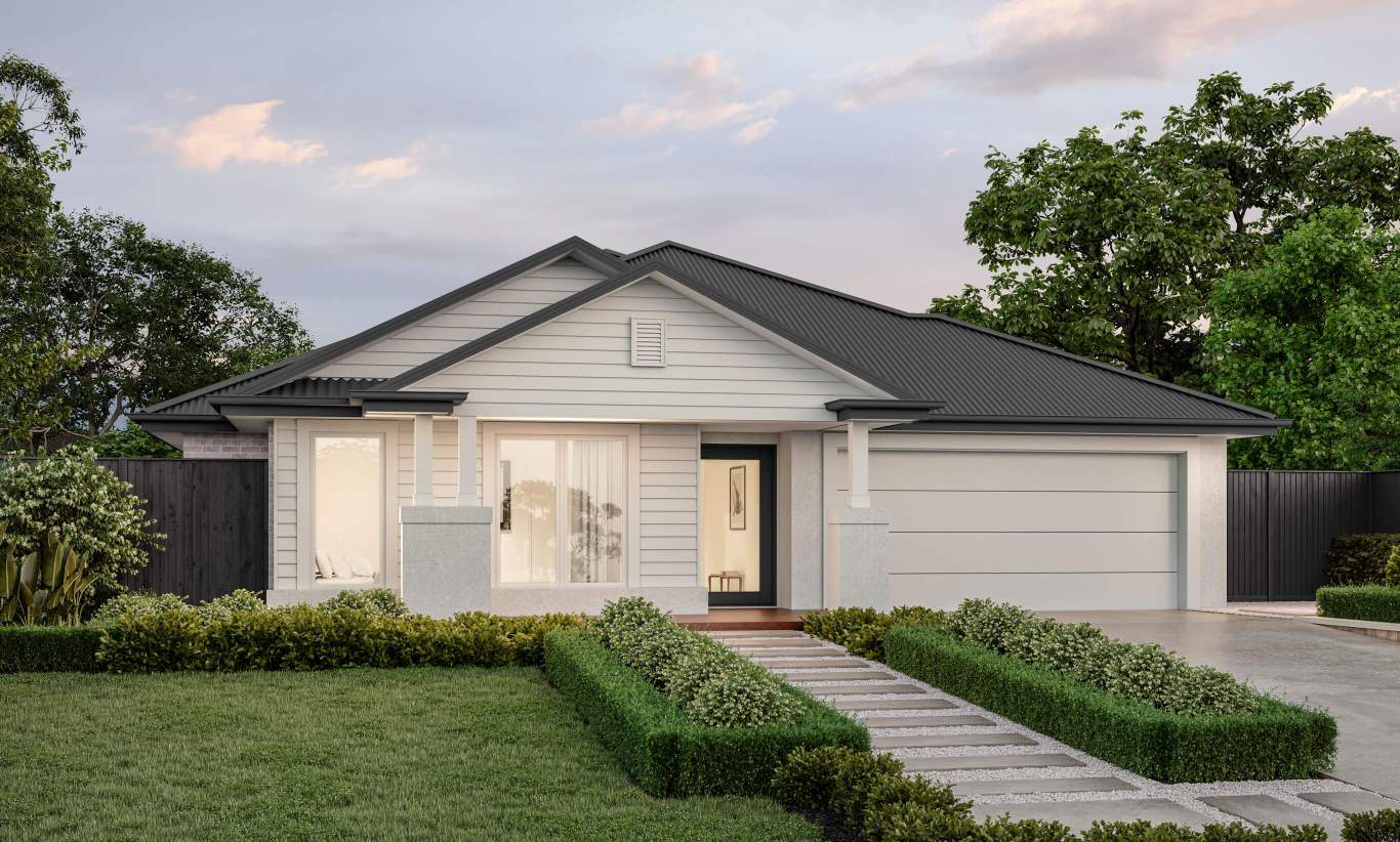 Beachmere - Whitehaven Facade single storey home design beachmere whitehaven facade