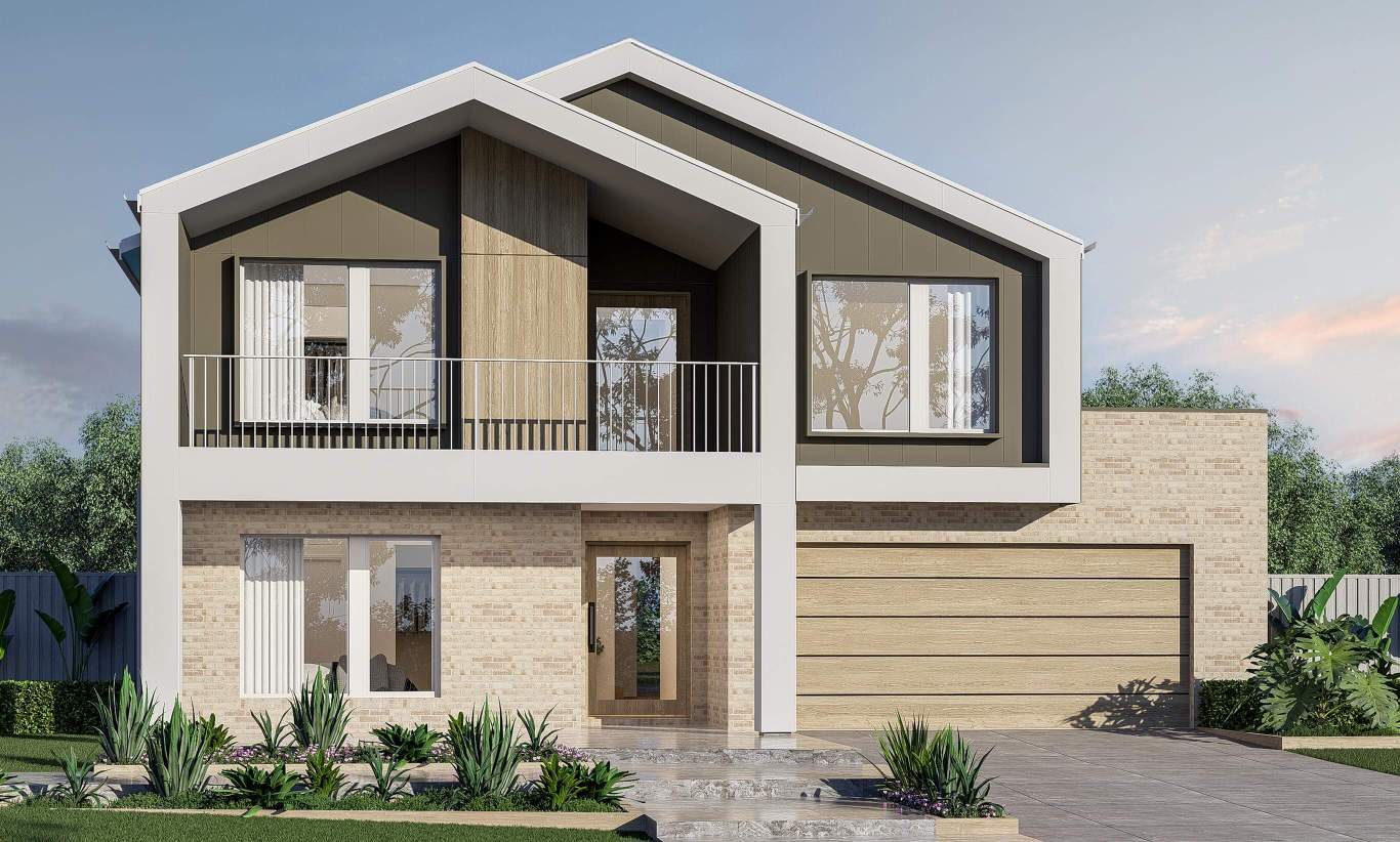 two storey home design cranbourne executive Scandi facade