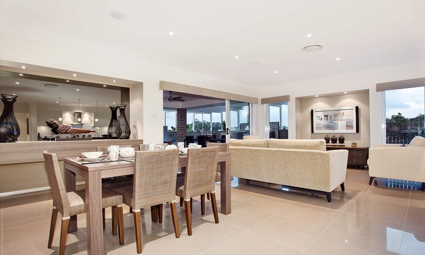 Dining, Living - Santorini Display Home - Woongarah - McDonald Jones