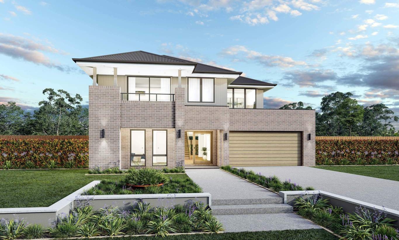 Grandeur 42 One - Vantage Facade 2 story home design grandeuor 42 one vantage facade