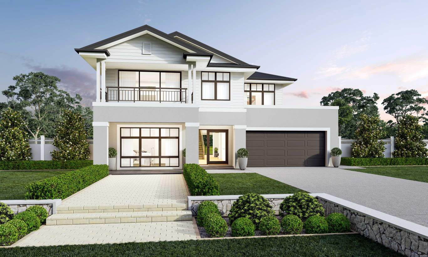 Grandeur 42 One - Hampton Facade two storey home design in nsw grandeur 42 one hampton facade