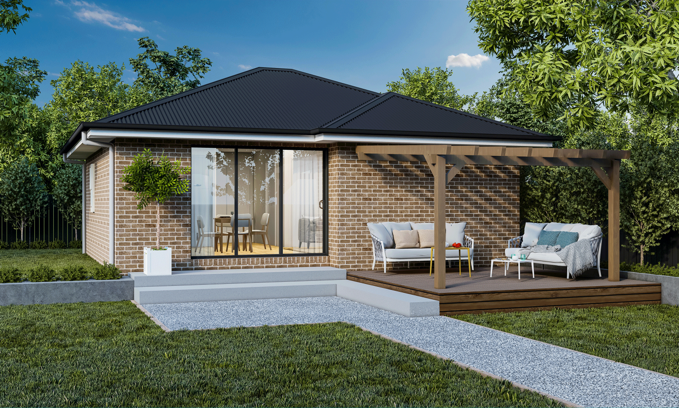 Granny Flat Six home design McDonald Jones Hipped facade Granny Flat Six home design McDonald Jones Hipped facade