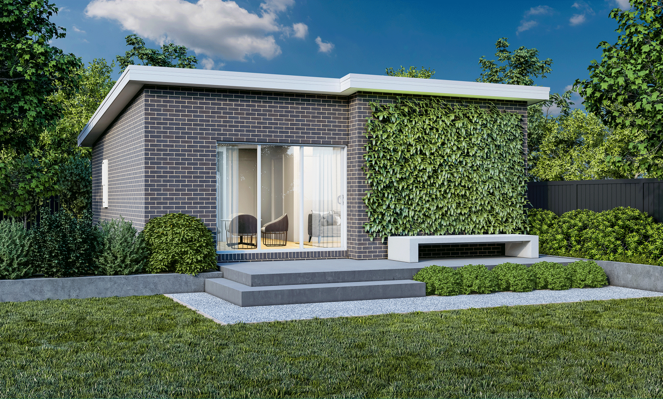 Granny Flat Six home design McDonald Jones Skillion facade Granny Flat Six home design McDonald Jones Skillion facade