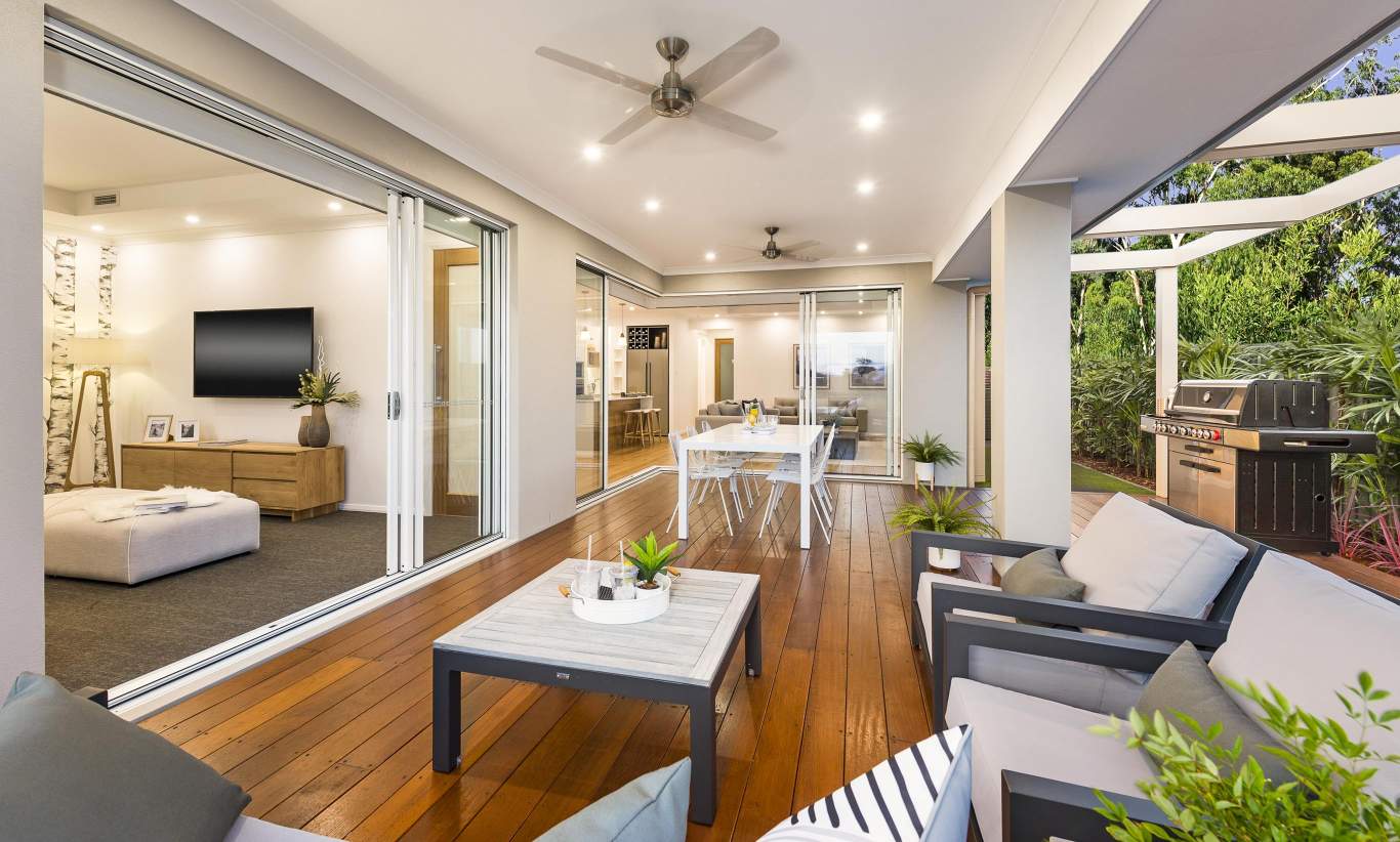 Alfresco area, Portsea one Display Home, Wallis Creek, by McDonald Jones