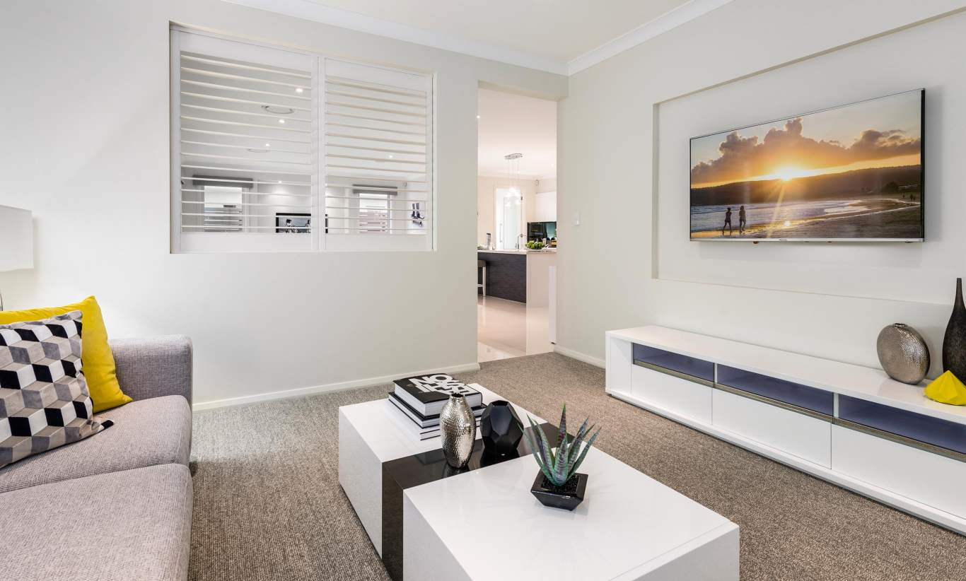 Home Theatre, Santorini Display Home, Shell Cove - McDonald Jones