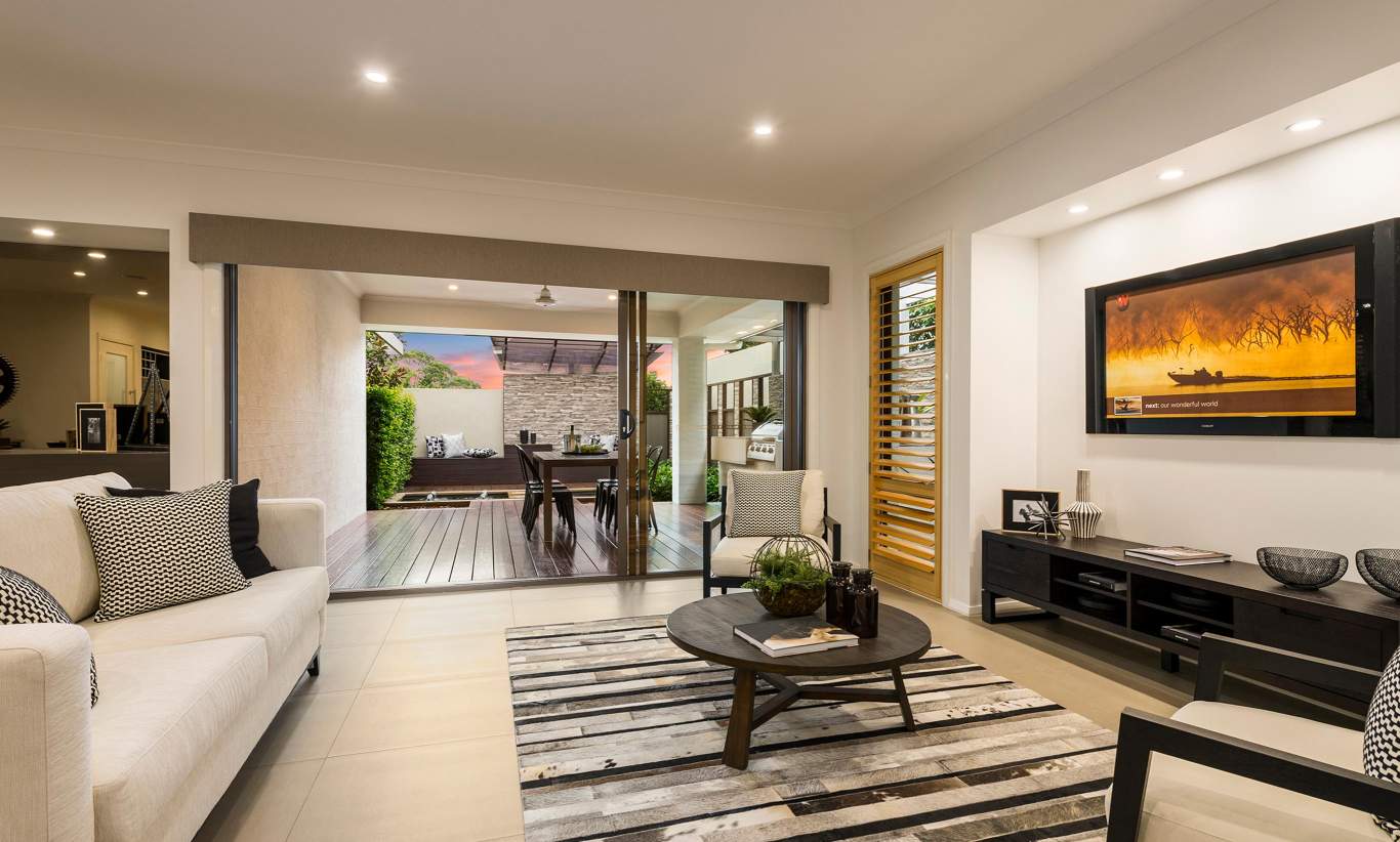Living & Entertaining area, Santorini Display Home, Homeworld 5, Kellyville - McDonald Jones