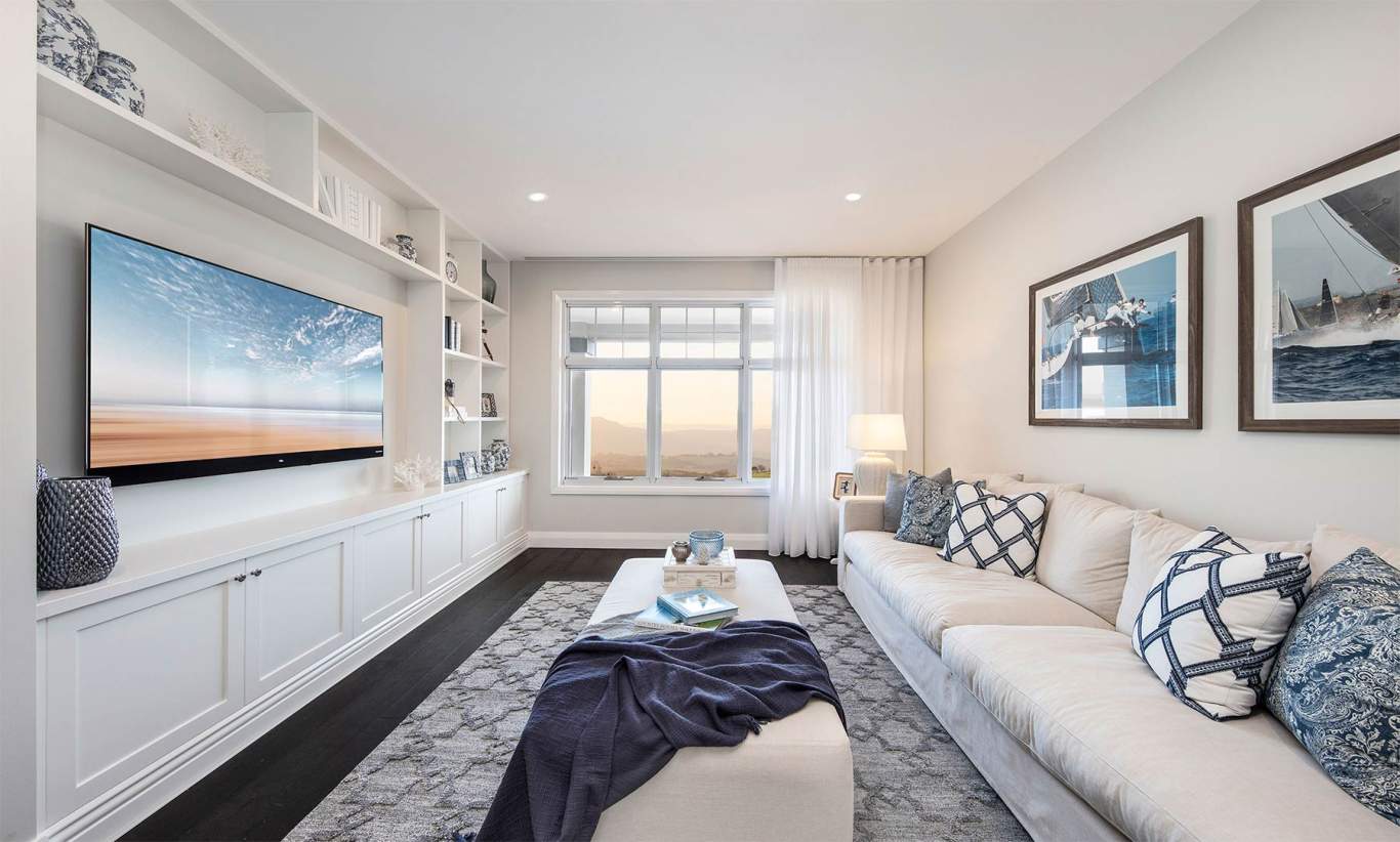 Saxonvale- Home Theatre- McDonald Jones Saxonvale Double Storey Home Design - Home Theatre- McDonald Jones