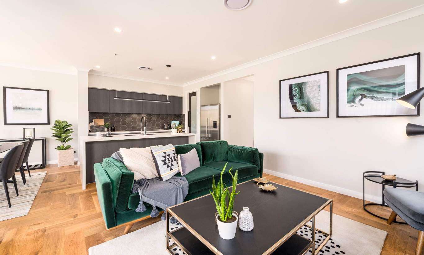 Living Room & Kitchen Living Room & Kitchen - Tulloch25 Narrow Block Home - McDonald Jones