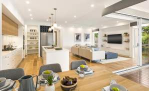 Dining and Kitchen area, Portsea one display home, Wallis Creek, by McDonald Jones