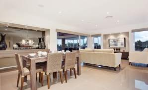 Dining, Living - Santorini Display Home - Woongarah - McDonald Jones