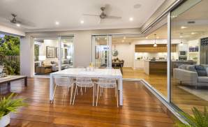 Alfresco, Living and Kitchen area, Portsea One Display Home, Wallis Creek, by McDonald Jones