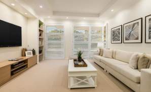 Home Theatre, Monte Carlo Display Home at Home World 5 - McDonald Jones