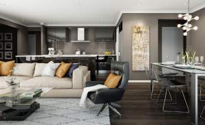 Living Room-Dining-Kitchen-Albany One-McDonald Jones Homes