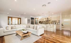 Living Room & Kitchen, Monte Carlo Display Home at Home World 5 - McDonald Jones