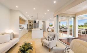 Living Room, Kitchen, Alfresco - Tulloch Narrow Block Two Storey Home - McDonald Jones